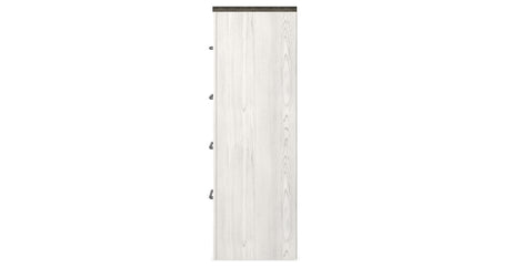 Gerridan Queen Panel Bed with Mirrored Dresser and Chest in White/Gray from Ashley - Luna Furniture