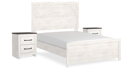 Gerridan White/Gray Full Panel Bed and 2 Nightstands from Ashley - Luna Furniture