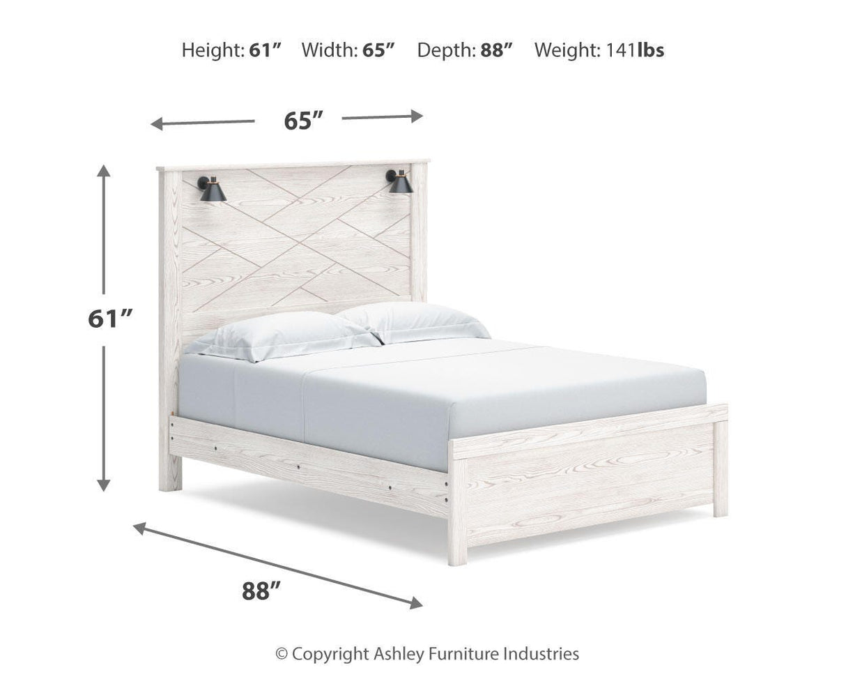 Gerridan Queen Panel Bed with 2 Nightstands in White/Gray from Ashley Furniture - Luna Furniture