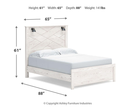 Gerridan Queen Panel Bed with 2 Nightstands in White/Gray from Ashley Furniture - Luna Furniture
