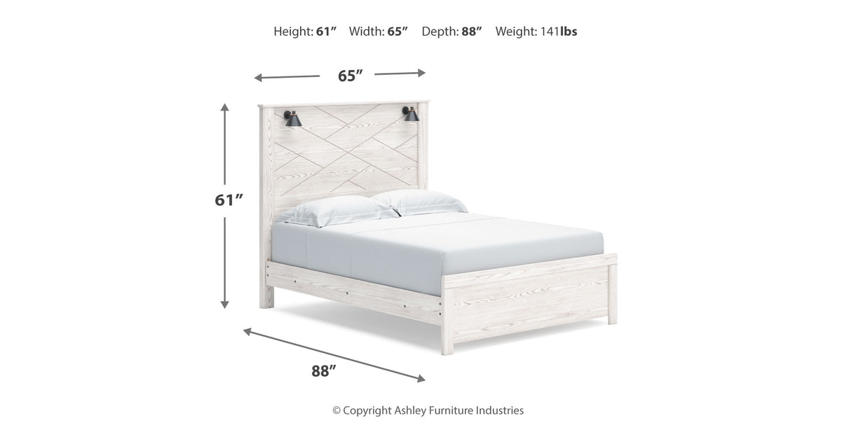 Gerridan Queen Panel Bed with Dresser and 2 Nightstands in White/Gray from Ashley Furniture - Luna Furniture