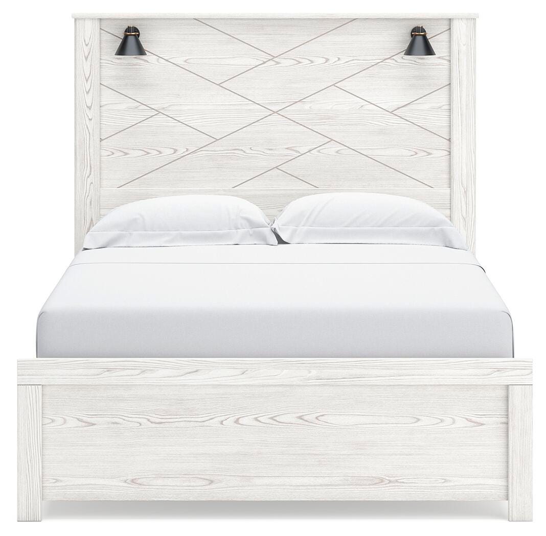 Gerridan Queen Panel Bed with Dresser in White/Gray from Ashley - Luna Furniture