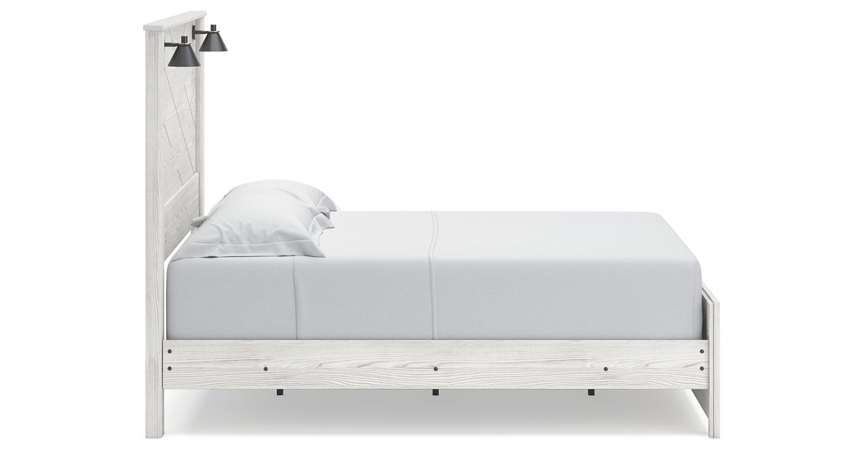 Gerridan Queen Panel Bed with 2 Nightstands in White/Gray from Ashley Furniture - Luna Furniture