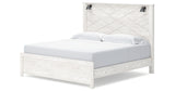Gerridan King Panel Bed with 2 Nightstands in White/Gray from Ashley Furniture - Luna Furniture