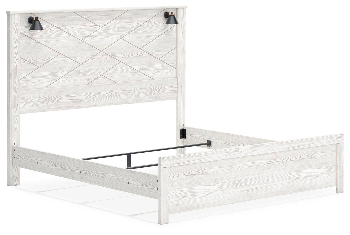 Gerridan White King LED Panel Bed from Ashley Furniture - Luna Furniture