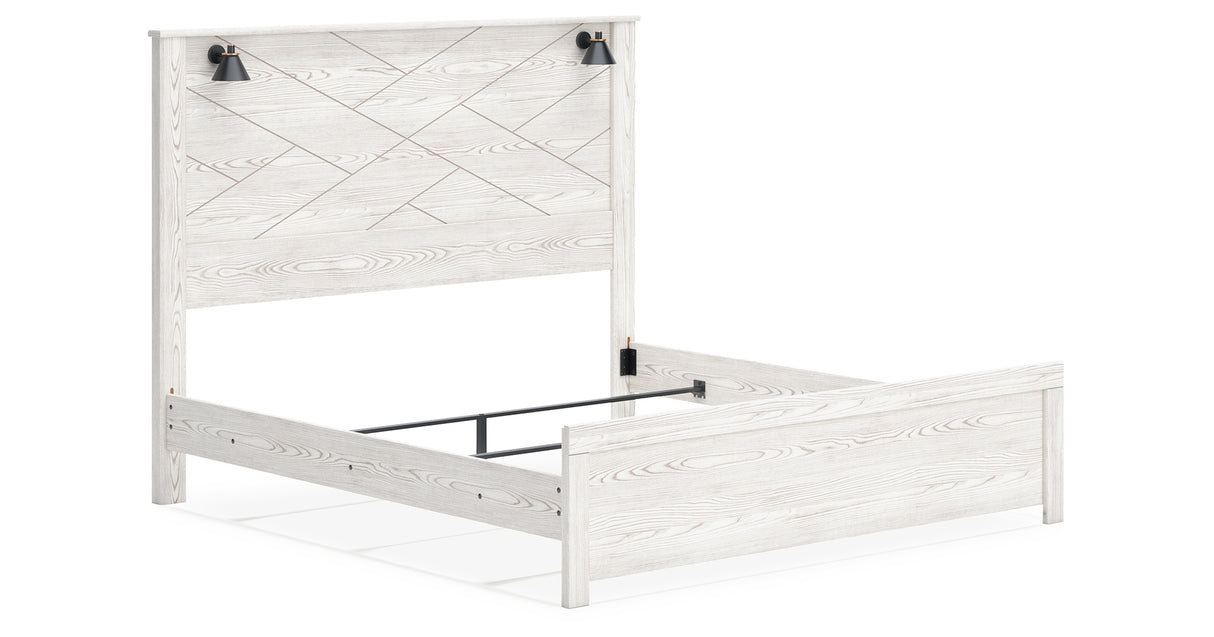 Gerridan White/Gray King Panel Bed, Chest and 2 Nightstands from Ashley Furniture - Luna Furniture