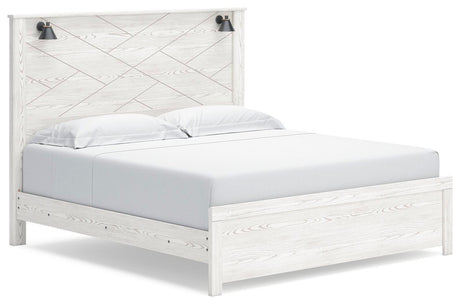 Gerridan White King LED Panel Bed from Ashley Furniture - Luna Furniture