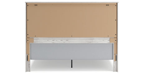 Gerridan King Panel Bed with Mirrored Dresser and Chest in White/Gray from Ashley - Luna Furniture