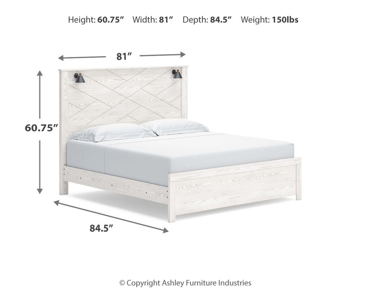 Gerridan White King LED Panel Bed from Ashley Furniture - Luna Furniture