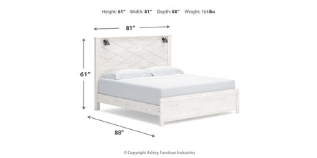 Gerridan White/Gray King Panel Bed, Chest and 2 Nightstands from Ashley - Luna Furniture