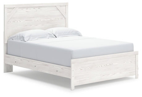 Gerridan White/Gray Queen Panel Bed with Mirrored Dresser, Chest and 2 Nightstands from Ashley - Luna Furniture