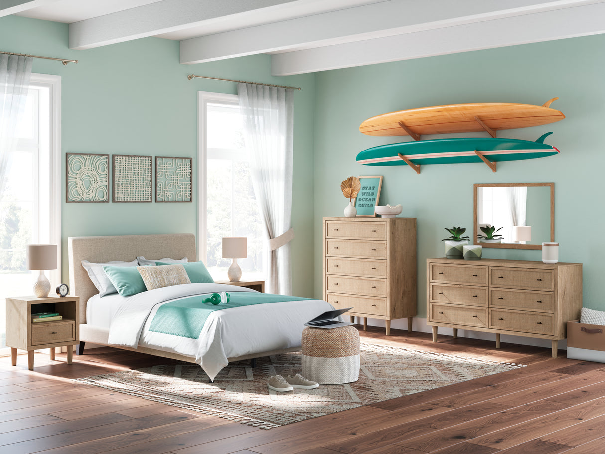 Cielden Soft Gray Full Upholstered Platform Bed from Ashley Furniture - Luna Furniture