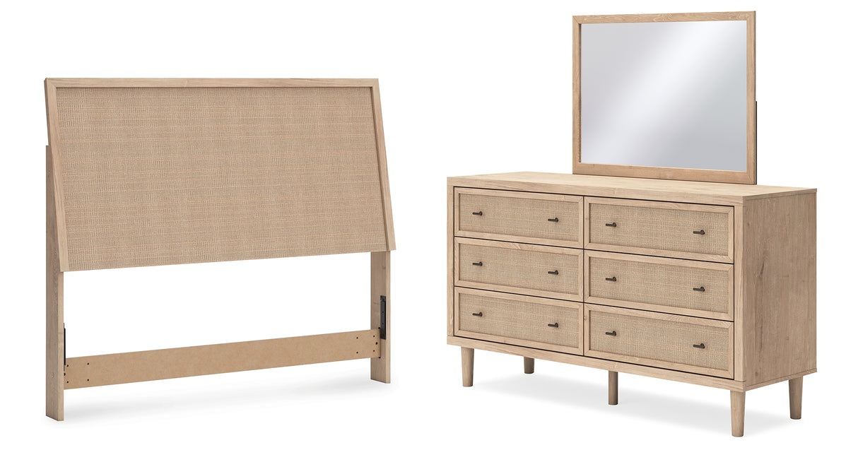Cielden Queen Panel Headboard with Mirrored Dresser in Two-tone from Ashley Furniture - Luna Furniture
