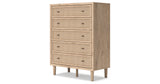 Cielden Full Upholstered Panel Bed with Mirrored Dresser and Chest in Two-tone from Ashley Furniture - Luna Furniture