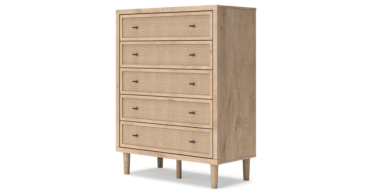 Cielden King Panel Headboard with Mirrored Dresser and Chest in Two-tone from Ashley - Luna Furniture