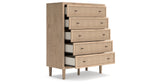 Cielden King Panel Headboard with Mirrored Dresser, Chest and Nightstand in Two-tone from Ashley - Luna Furniture