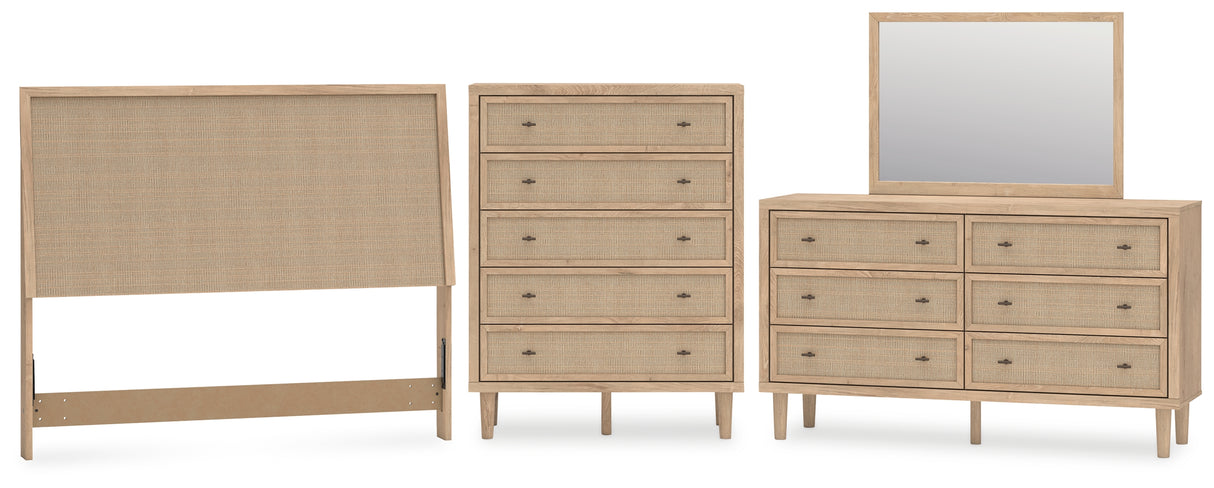 Cielden Queen Panel Headboard with Mirrored Dresser and Chest in Two-tone from Ashley - Luna Furniture