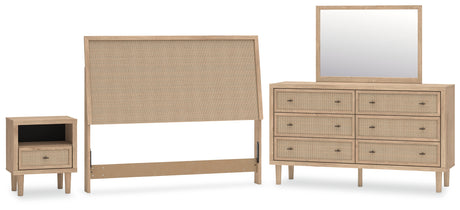 Cielden Queen Panel Headboard with Mirrored Dresser and Nightstand in Two-tone from Ashley Furniture - Luna Furniture