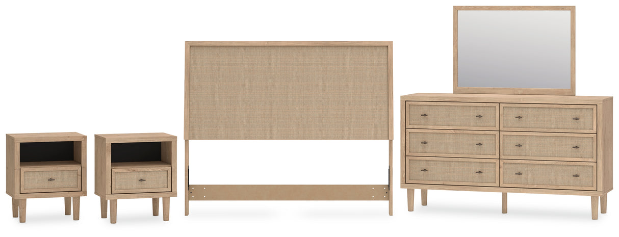 Cielden Queen Panel Headboard with Mirrored Dresser and 2 Nightstands in Two-tone from Ashley - Luna Furniture