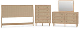 Cielden King Panel Headboard with Mirrored Dresser and Chest in Two-tone from Ashley - Luna Furniture