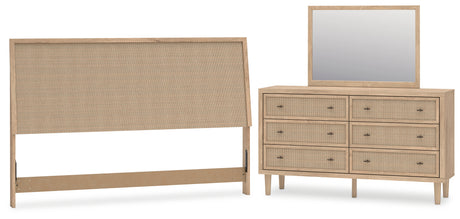 Cielden King Panel Headboard with Mirrored Dresser in Two-tone from Ashley Furniture - Luna Furniture