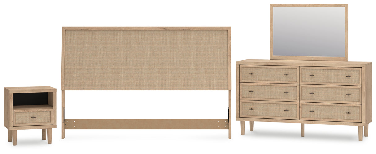 Cielden King Panel Headboard with Mirrored Dresser and Nightstand in Two-tone from Ashley - Luna Furniture