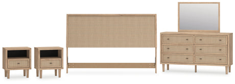 Cielden King Panel Headboard with Mirrored Dresser and 2 Nightstands in Two-tone from Ashley - Luna Furniture