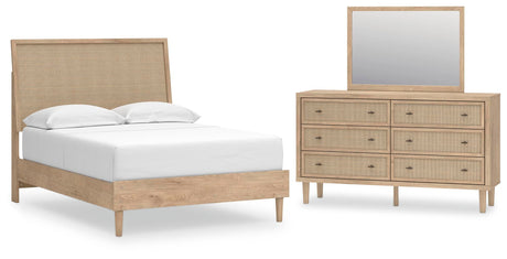 Cielden Full Panel Bed with Mirrored Dresser in Two-tone from Ashley Furniture - Luna Furniture