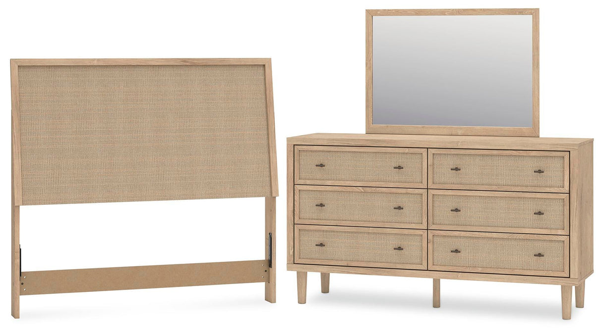 Cielden Two-tone Full Panel Headboard with Mirrored Dresser from Ashley Furniture - Luna Furniture