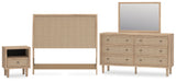 Cielden Full Upholstered Panel Bed with Mirrored Dresser and Nightstand in Two-tone from Ashley - Luna Furniture