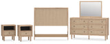 Cielden Full Upholstered Panel Bed with Mirrored Dresser and 2 Nightstands in Two-tone from Ashley - Luna Furniture