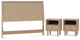 Cielden Queen Panel Headboard with 2 Nightstands in Two-tone from Ashley Furniture - Luna Furniture