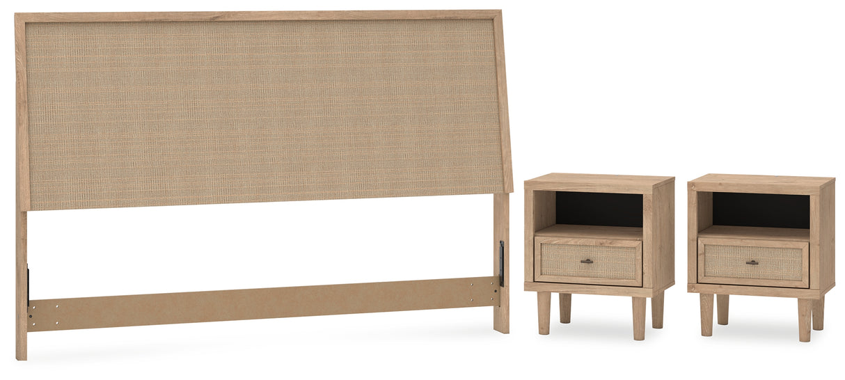 Cielden King Panel Headboard with 2 Nightstands in Two-tone from Ashley - Luna Furniture