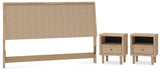 Cielden King Panel Headboard with 2 Nightstands in Two-tone from Ashley - Luna Furniture