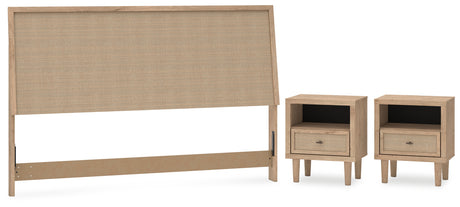 Cielden King Panel Headboard with 2 Nightstands in Two-tone from Ashley - Luna Furniture