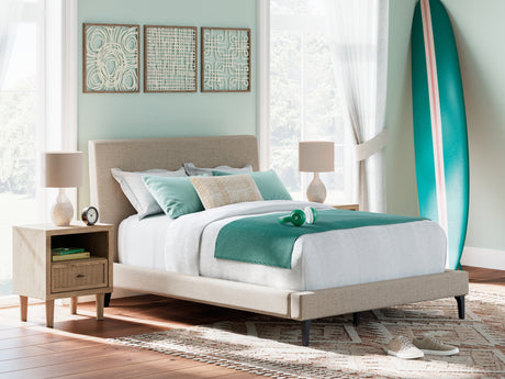 Cielden Soft Gray Full Upholstered Platform Bed from Ashley Furniture - Luna Furniture