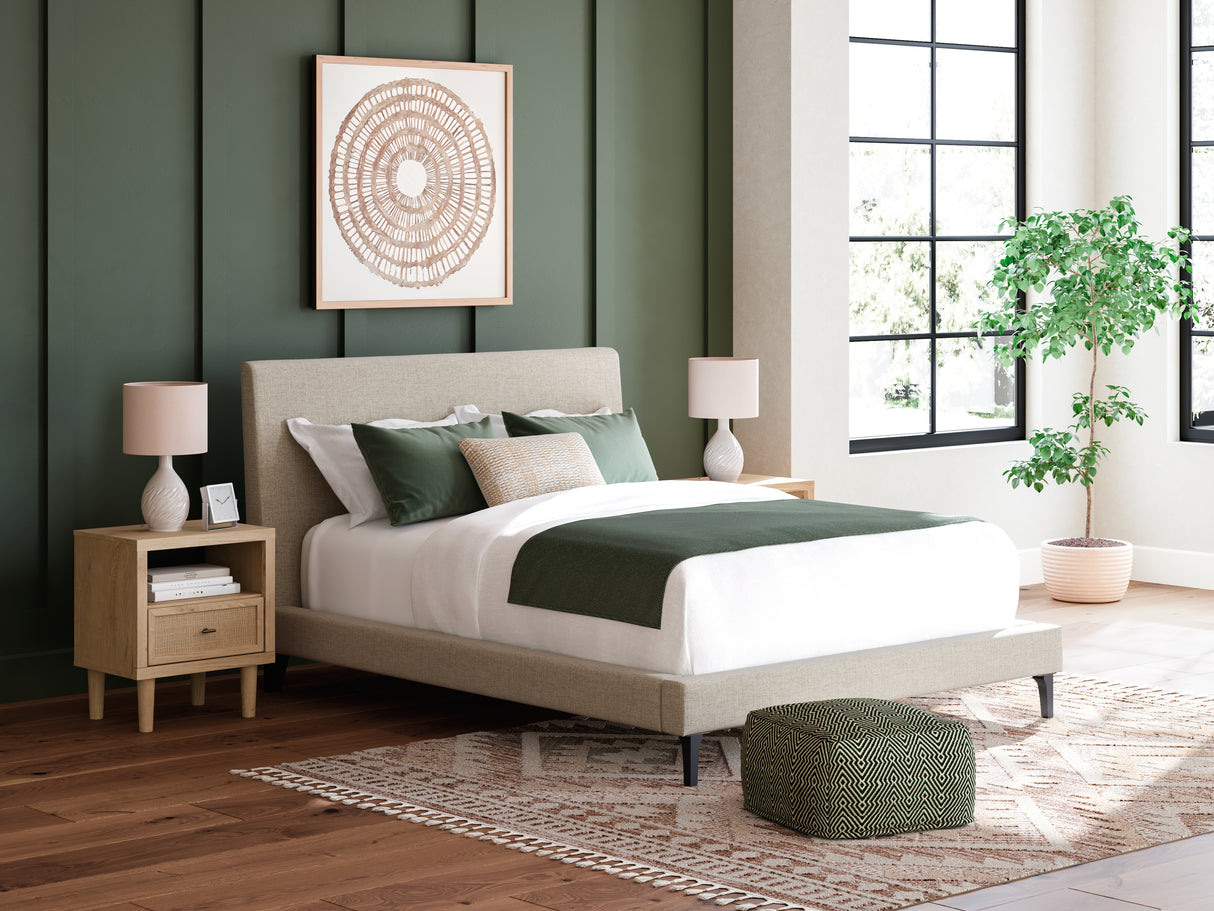 Cielden Soft Gray Queen Upholstered Platform Bed from Ashley - Luna Furniture