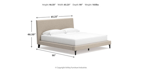 Cielden King Upholstered Bed with Mirrored Dresser in Soft Gray from Ashley Furniture - Luna Furniture