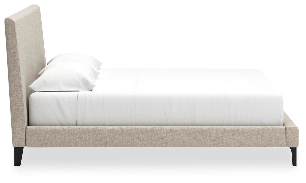 Cielden King Upholstered Bed with Mirrored Dresser in Soft Gray from Ashley Furniture - Luna Furniture