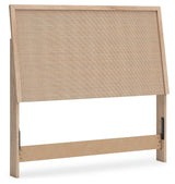 Cielden Full Upholstered Panel Bed with Mirrored Dresser and Chest in Two-tone from Ashley Furniture - Luna Furniture
