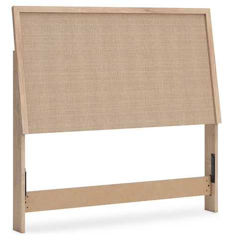 Cielden Full Upholstered Panel Bed with Mirrored Dresser and Chest in Two-tone from Ashley Furniture - Luna Furniture