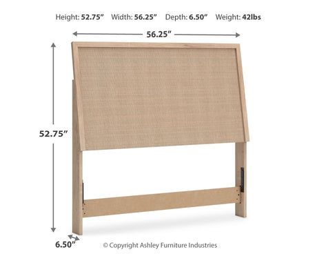 Cielden Full Upholstered Panel Bed with Mirrored Dresser and Nightstand in Two-tone from Ashley Furniture - Luna Furniture