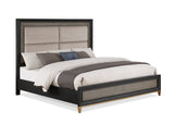 Payson Black/Brown Queen Upholstered Panel Bed