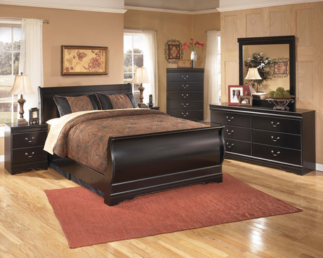 Huey Vineyard Black Queen Sleigh Bed from Ashley Furniture - Luna Furniture