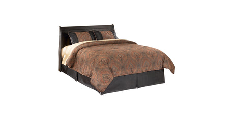Huey Vineyard Queen Sleigh Headboard Bed with Mirrored Dresser and Chest in Black from Ashley Furniture - Luna Furniture