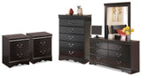Huey Vineyard Black Dresser, Mirror, Chest and 2 Nightstands from Ashley - Luna Furniture