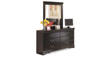 Huey Vineyard Queen Sleigh Bed with Mirrored Dresser and Chest in Black from Ashley Furniture - Luna Furniture