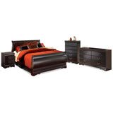 Huey Vineyard Black Full Sleigh Bed, Dresser, Mirror, Chest and Nightstand from Ashley - Luna Furniture