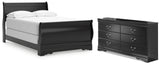 Huey Vineyard Full Sleigh Bed with Dresser in Black from Ashley Furniture - Luna Furniture
