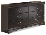 Huey Vineyard Black Queen Sleigh Bed with Mirrored Dresser and Nightstand in Black from Ashley Furniture - Luna Furniture